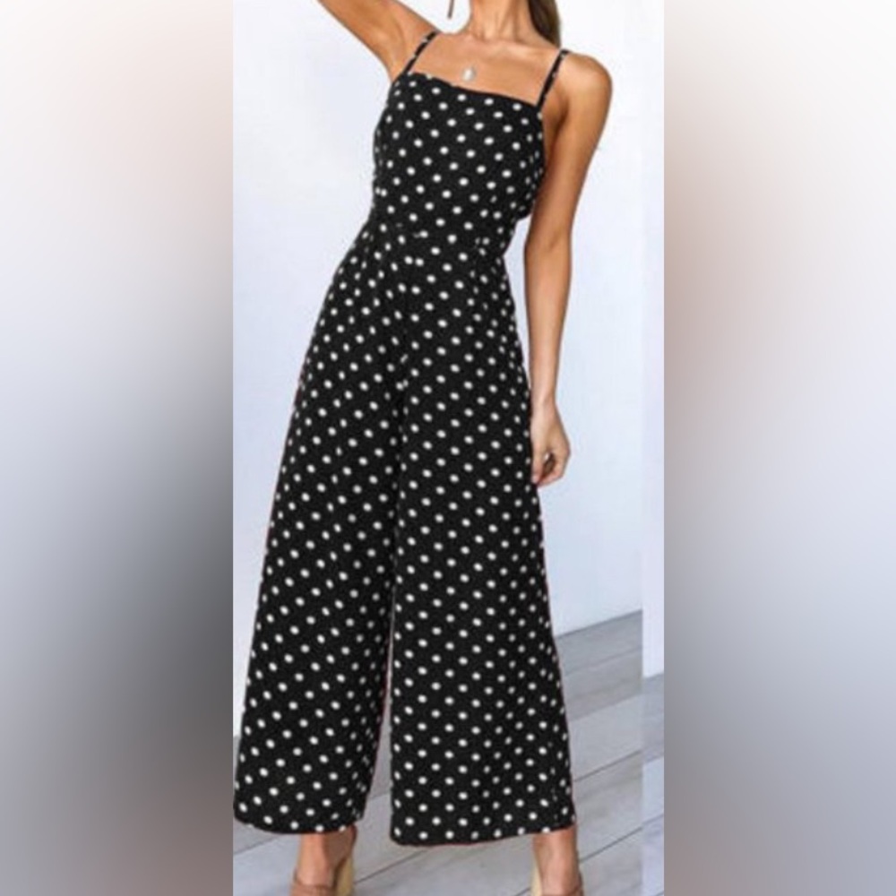 Black and white dot romper